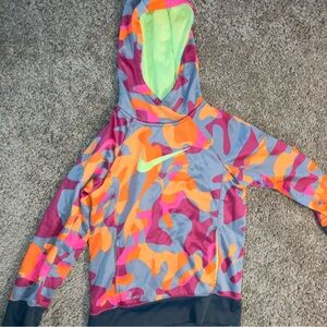 Kids Nike Pink and Orange Geometric Hoodie Sweatshirt